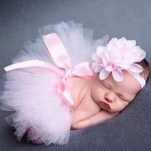 Top Sale Baby Girl Tulle Tutu Skirt and Flower Hea